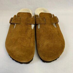 Birkenstock New w/o Box Boston Shearling Mink Suede Leather Regular